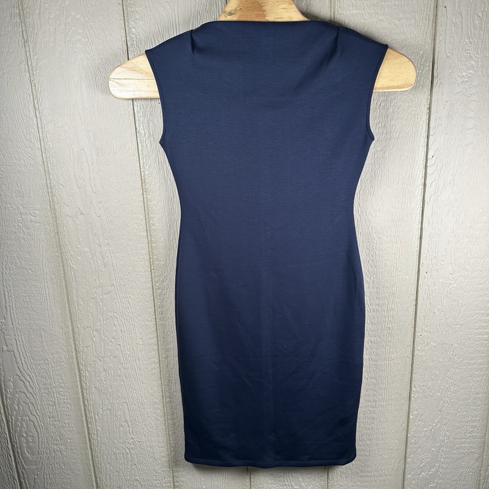 Banana Republic Sleeveless Knit Slash Neck Sheath Midi Dress Small Preppy Navy